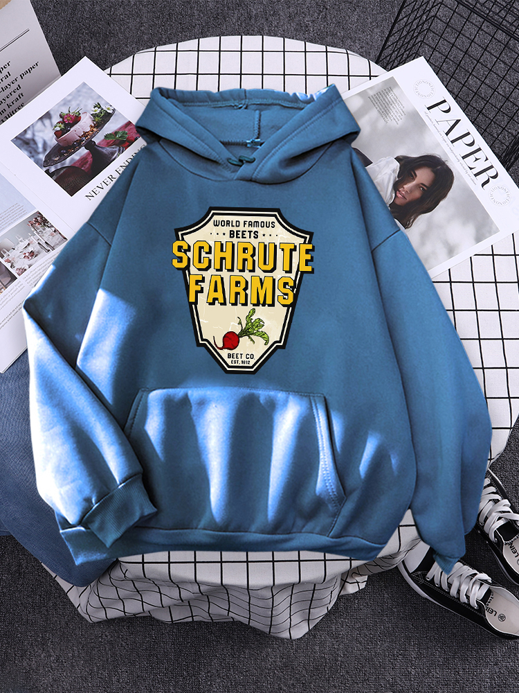 Sudadera con estampado de remolachas de fama mundial para mujer, sudadera con estampado de Schrute Farms, ropa suave cálida, sudaderas con capucha informales, Tops holgados para mujer
