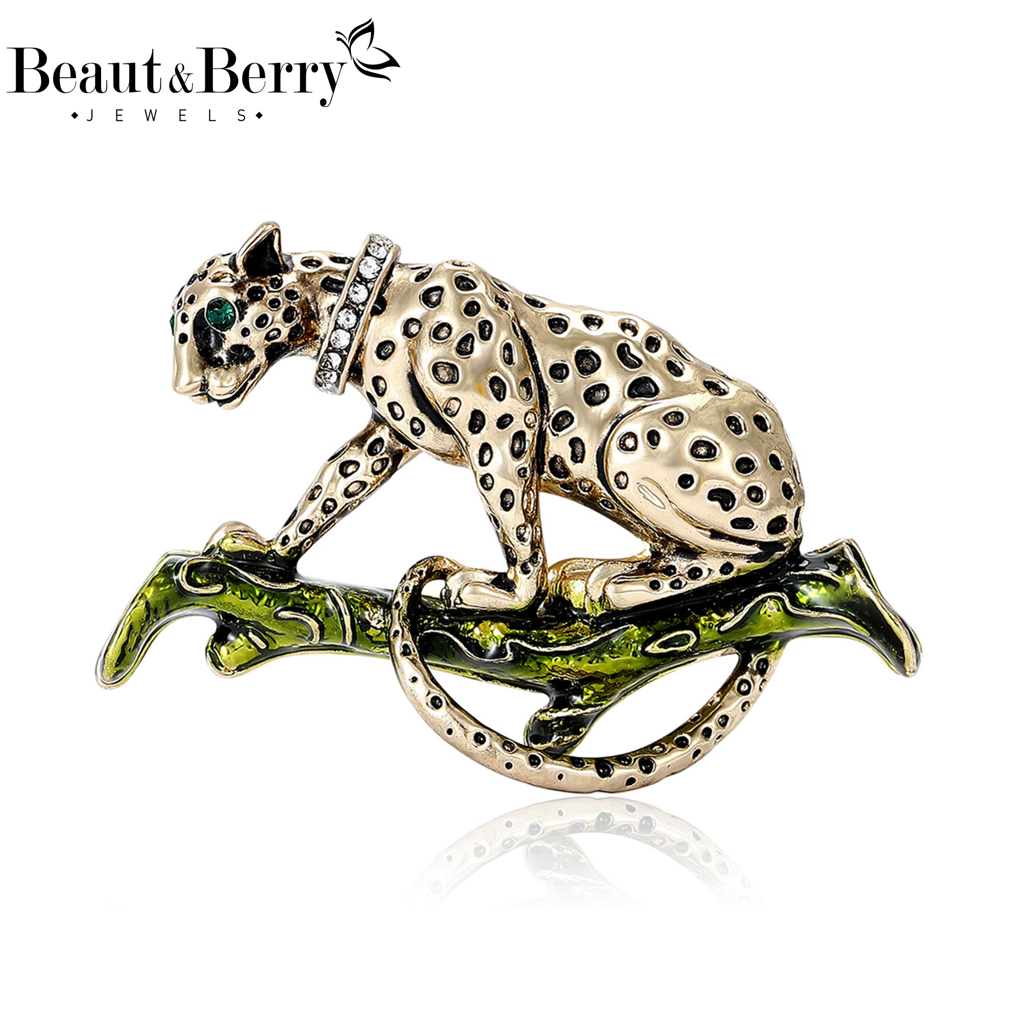 Beaut&Berry Piękne Broszki w Leoparda z Cyrkoniami dla Kobiet Unisex Szpilki Zwierzęce Prezenty na Przyjęcia dla Przyjaciół Biżuteria Bankietowa Akcesoria