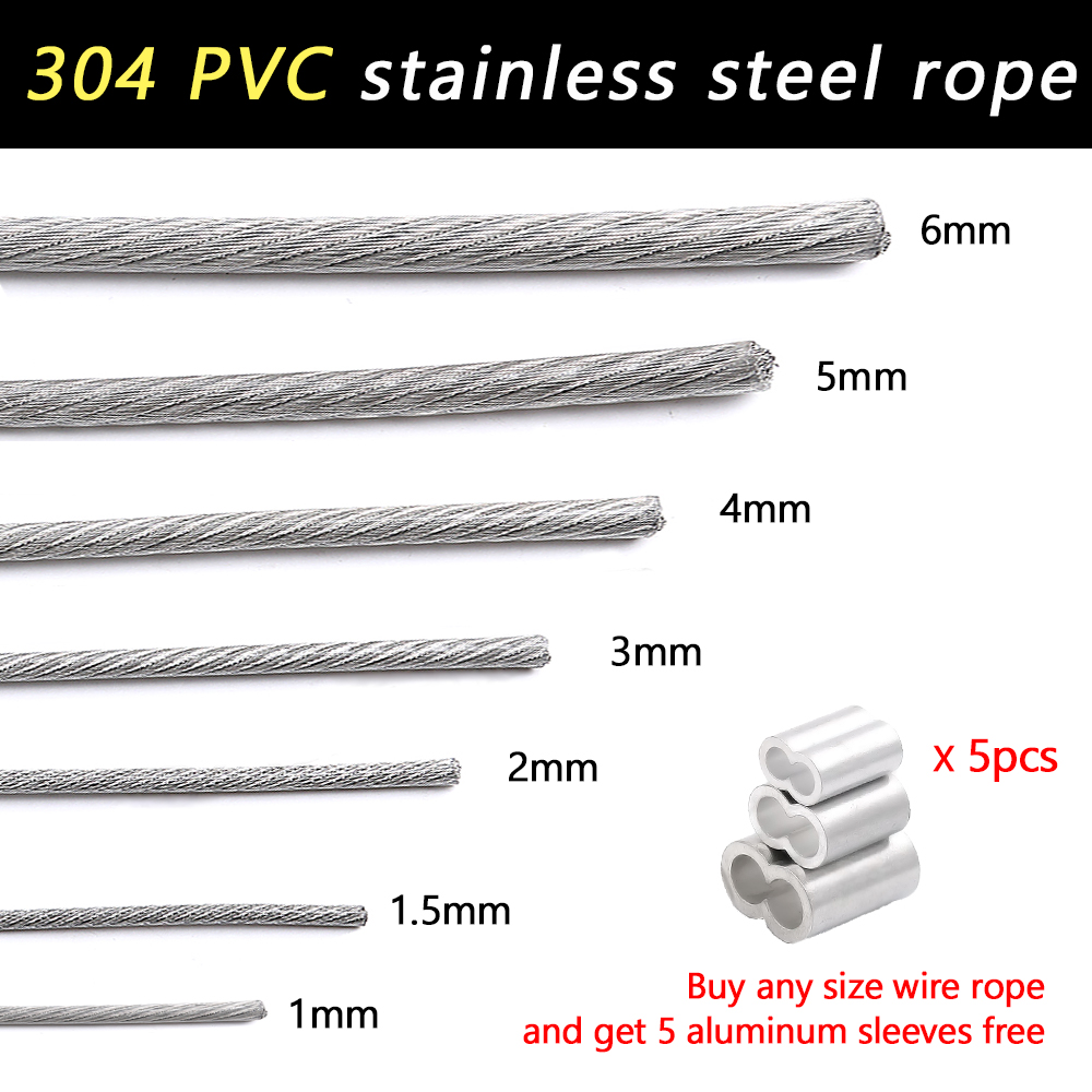 1/2/3/4/5/6mm przezroczyste liny stalowe powlekane pcv 7X7 7X19 struktura 5/10 metrów zawieszenie linia do zawieszenia elastyczny miękki kabel
