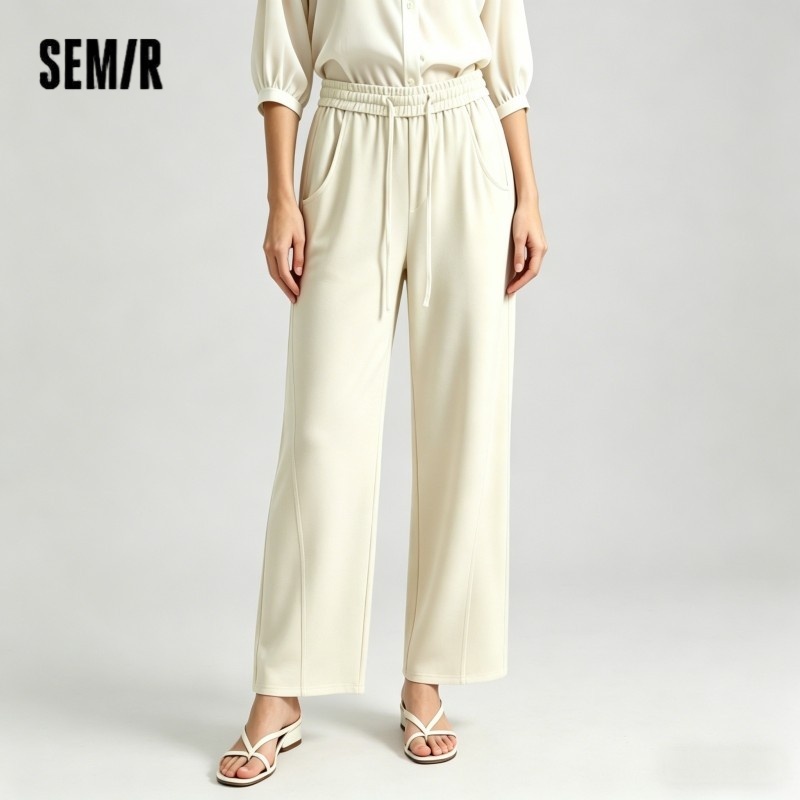 Semir Casual Broek Dames Geruite Textuur Losse Sabelvormige Broek 2025 Nieuwe Zomer Zwarte Wijde Broek Afslankend voor Dagelijks Dragen