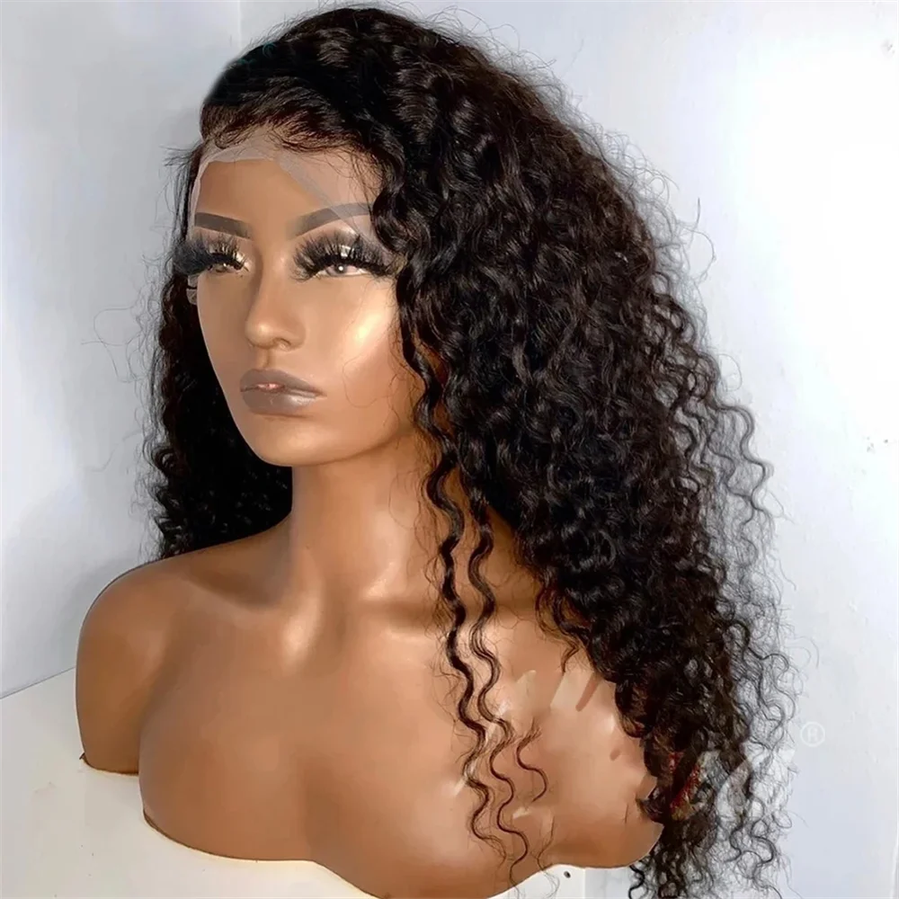 Peluca de Cabello Humano con Densidad del 180%, Peluca Rizada con Frente de Encaje HD 13x4, Peluca Rizada con Ondas Profundas Brasileñas 13x6 para Mujeres Negras