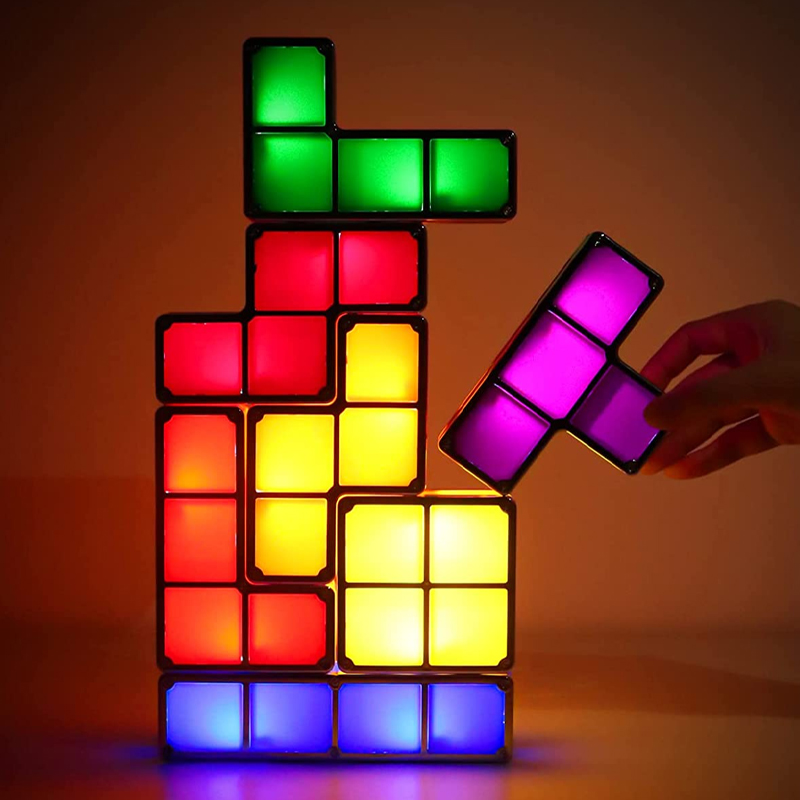 Veilleuse Led empilable pour enfants, avec 7 couleurs, Puzzle 3d, veilleuse à Induction, lampe de bureau imbriquée, bricolage pour chambre à coucher, Us/Eu
