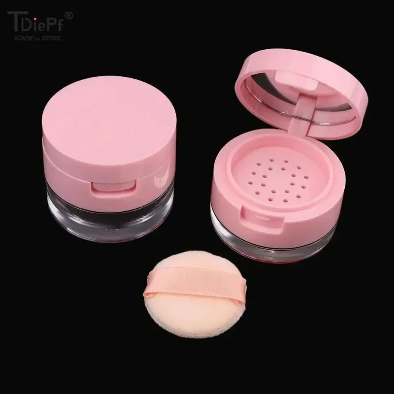 Mini caja de polvo de 3g/5g, contenedor de polvo suelto vacío de plástico portátil con espejo tamiz, tarro cosmético, accesorios de maquillaje de viaje