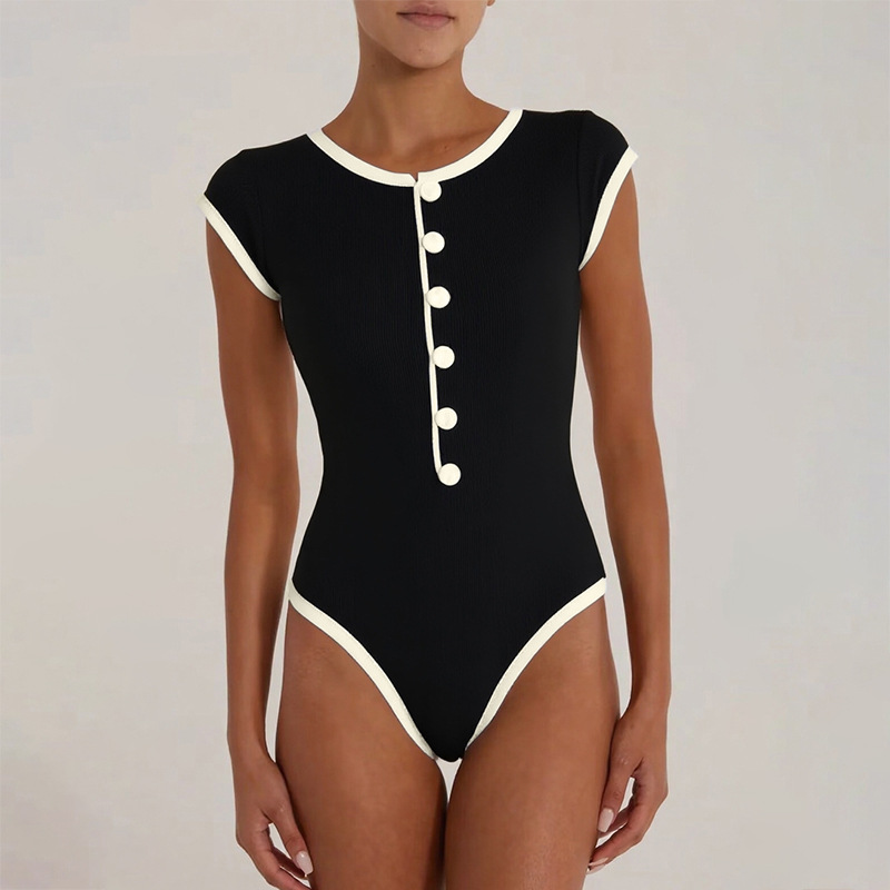 Baju Renang Bikini One Piece 2026 Vintage Retro Pakaian Renang Wanita Baju Renang Resleting Pakaian Pantai Monokini Pakaian Renang Wanita