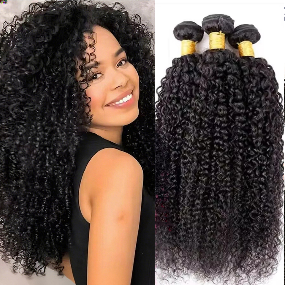 Raw Unprocessed Virgin Kinky Curly Hair Weave Double Weft Kinky Coily Hair Extension 4A 4B 4C Afro Curly Weft Hair Bundle Wholesale Afro Kinky Curly Bundles Human Hair Bundles Weave Extensions Virgin Hair Brazilian Double Weft So Soft