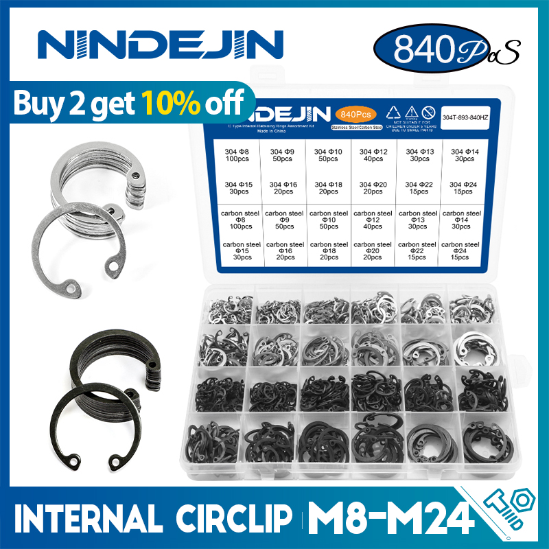 Cincin Penahan Circlip Internal Tipe C NINDEJIN Berbagai Macam Kit Untuk Lubang Baja Tahan Karat Cincin Kancing Circlip Baja Karbon DIN472