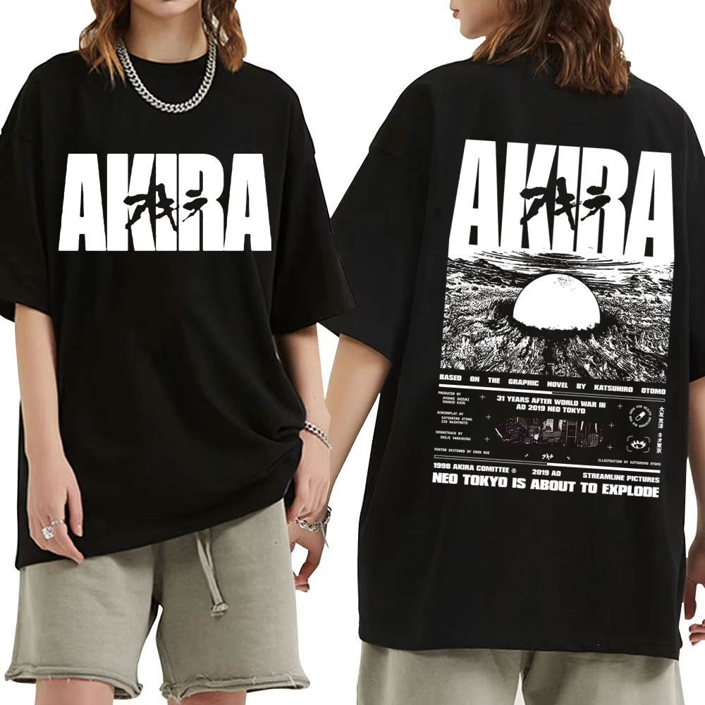 Camiseta gráfica de ficção científica japonesa para homens e mulheres, camiseta retrô grande, filme de anime, Akitaro Kaneda, camiseta masculina