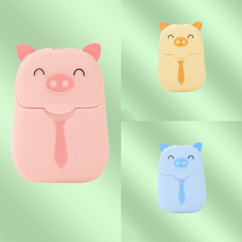 1 коробка, милая свинья, мыльная бумага для рук, ароматическая мыльная бумага, портативное одноразовое мыло для купания, путешествия, уход за руками, чистящий инструмент, новинка