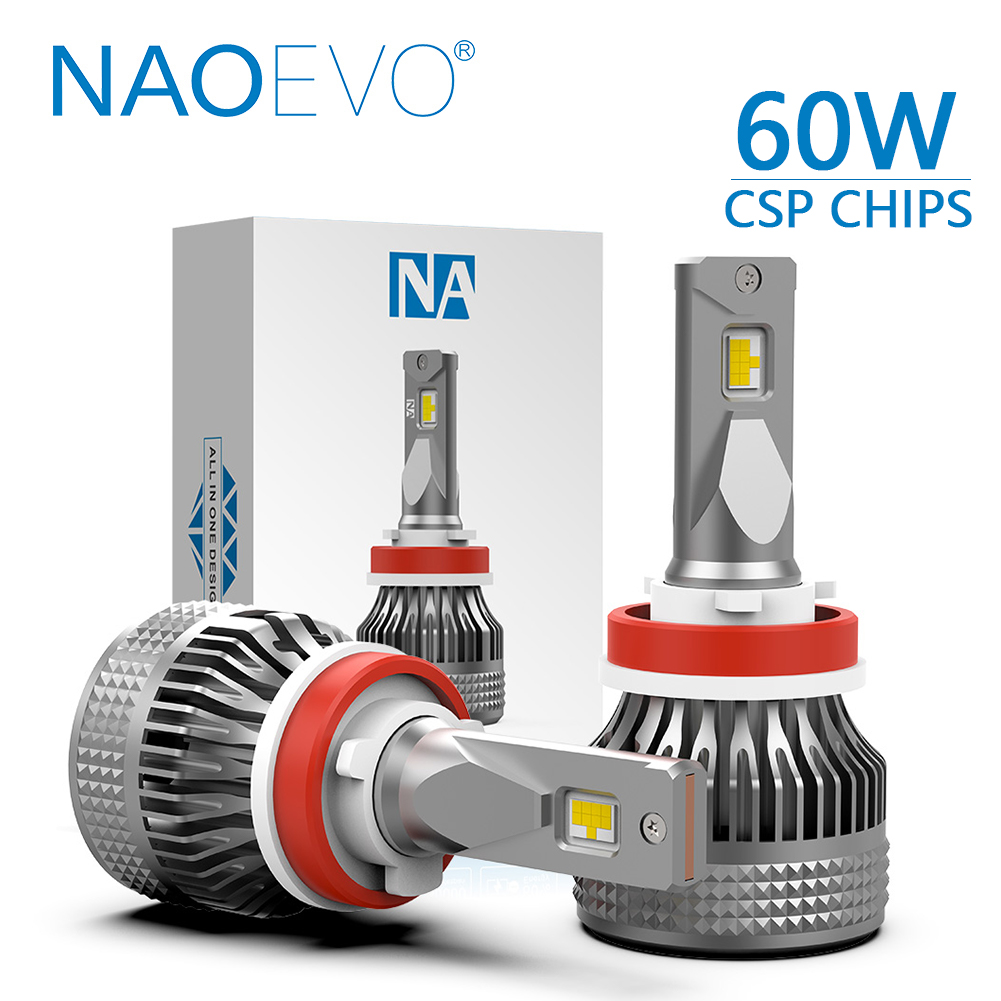 NAOEVO H11 LED 7200lm 60W CSP Chip 6500K автомобильная светодиодная лампа для фары Светодиодная лампа для фар H9 H8 фара турбо противотуманная фара 12 В Автомобильная ходовая фара