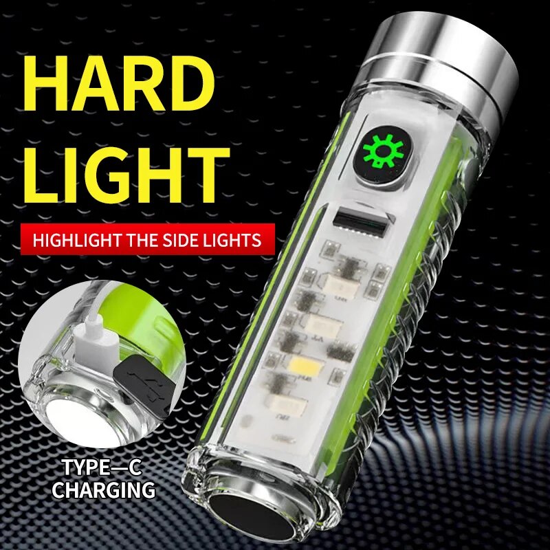 Linterna LED recargable por USB C, MINI llavero de luz LED con imán trasero, luz Uv, linterna portátil multifunción, luces de Camping
