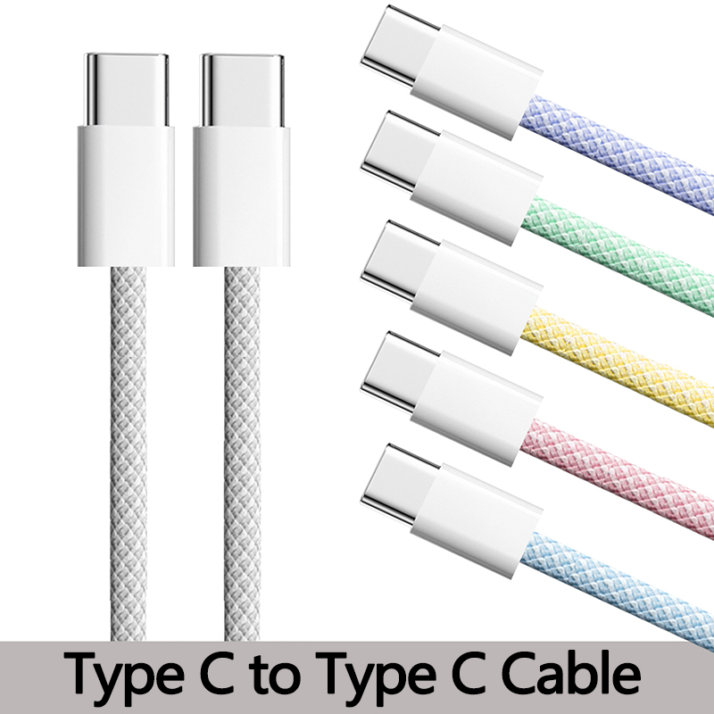 Cable de Color tipo C a tipo C de 60W para Apple iPhone 15 PD carga rápida para Huawei Xiaomi Samsung tipo C accesorios de Cable de tejido