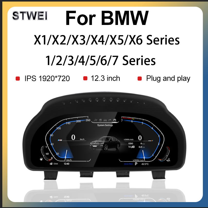 STWEI Panel Instrumen Digital LCD Baru, Speedometer Digital Untuk BMW Seri 1/2/3/4/5/6/7 X1/X2/X3/X4/X5/X6
