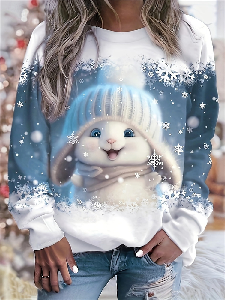 Sudaderas navideñas para mujer, sudadera con capucha Y2k de manga larga con estampado de copos de nieve y muñeco de nieve, ropa de calle, jerséis, Tops, ropa cómoda