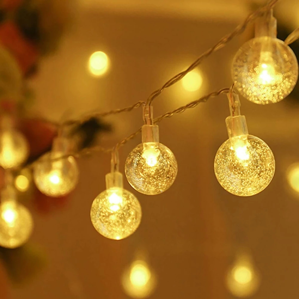 Guirnalda de luces LED de 220V, 10M/20M/30M, bola de burbuja de cristal, bombillas para exteriores, decoración de guirnalda, impermeable, jardín, Navidad