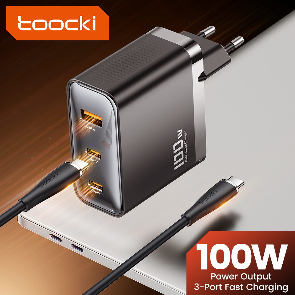 Caricabatterie USB GaN Toocki 100W PD QC 3.0 caricabatterie rapido tipo C a ricarica rapida per iPhone 15 14 13 12 Pro Max Macbook Samsung S23