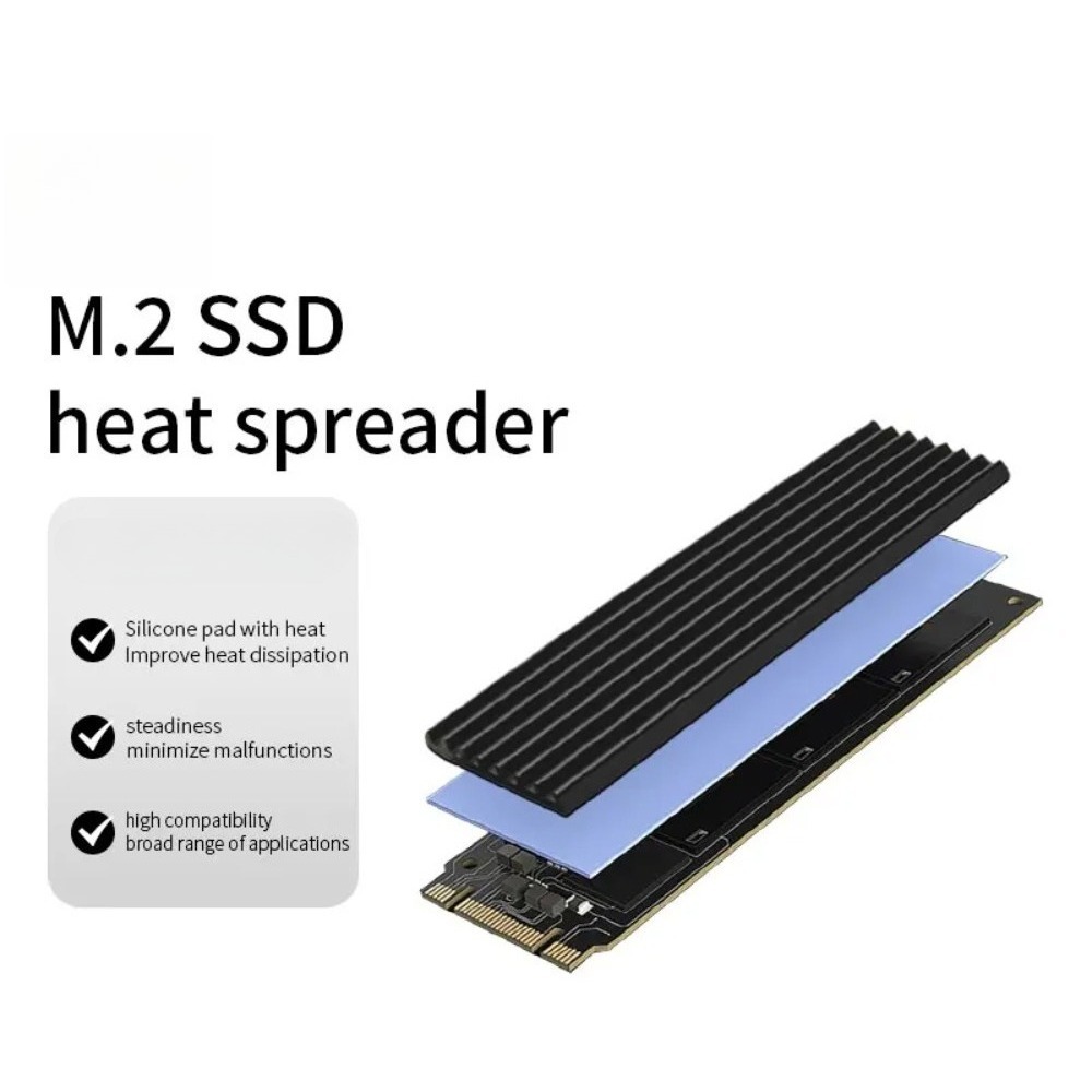 Aluminium-M.2-SSD-Kühlkörper für 2280 NVMe – mit Wärmeleitpad, passend für PS5 und PC