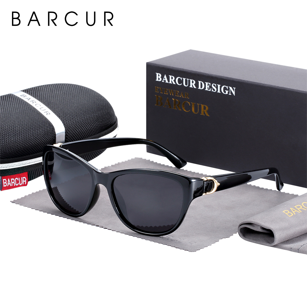 Barcur TR90 Dames Zonnebril Gradiënt UV400 Cat Eye Zonnebril Gepolariseerde
