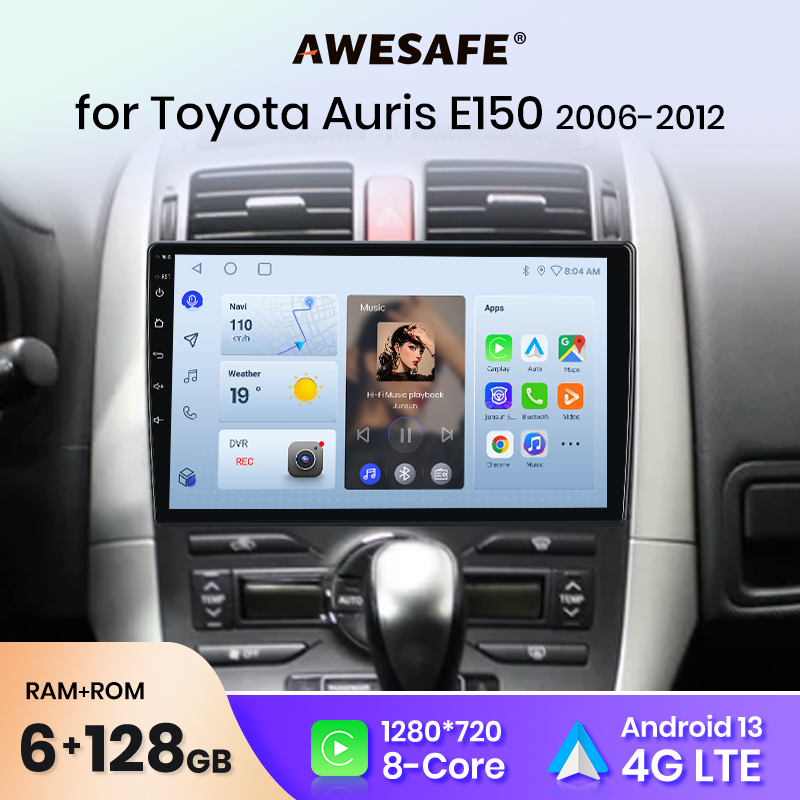 AWESAFE คาร์เพลย์ไร้สายแอนดรอยด์ออโต้คาร์วิทยุสำหรับโตโยต้า ออริส E150 2006 2007-2012 GPS Navi SWC FM BT Plug and Play DSP สเตอริโอ