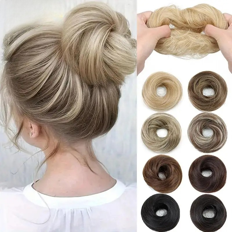 2026 Synthetischer Messy Donut Haarknoten Chignon mit elastischer Haarverlängerung für Damen – Tägliches, lässiges Haar-Accessoire