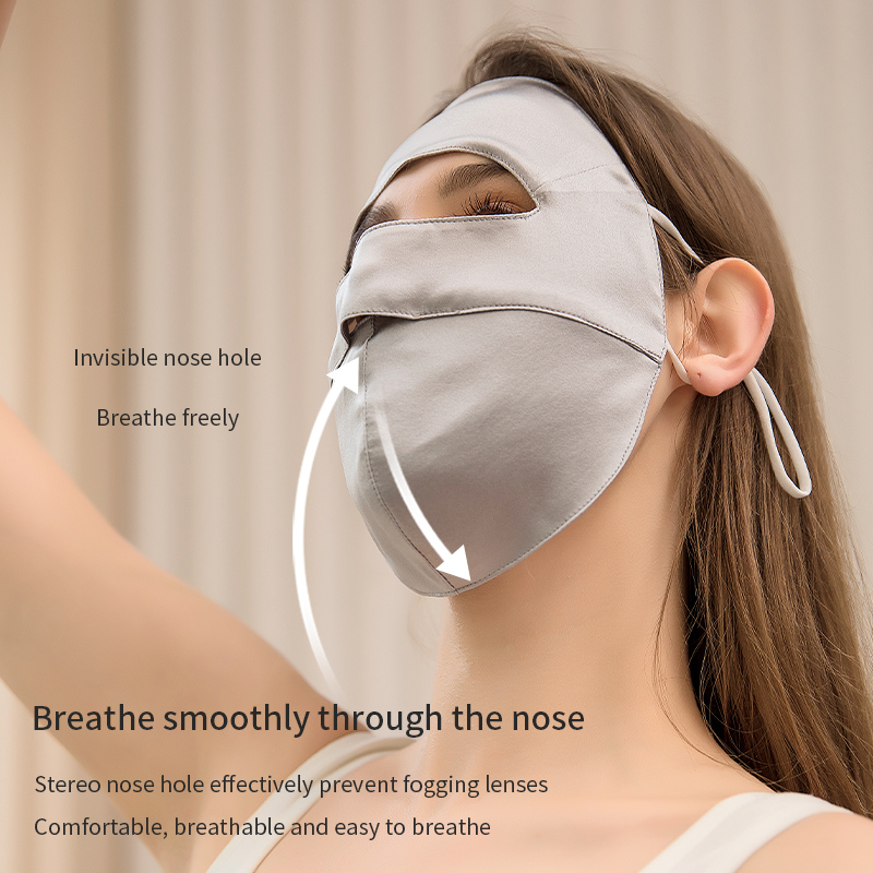 Novo protetor solar de seda máscara rosto cheio pescoço proteção amoreira seda proteção facial proteção uv verão equitação véu feminino breathab