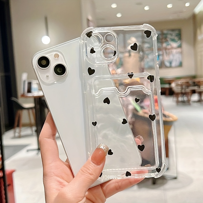 hoesje voor iPhone 16 15 14 13 12 11 Pro Max Zwart Wit Liefdeshart Helder Telefoonhoesje voor iPhone XS X 7 8 Plus Portemonnee Kaarttas Hoesje