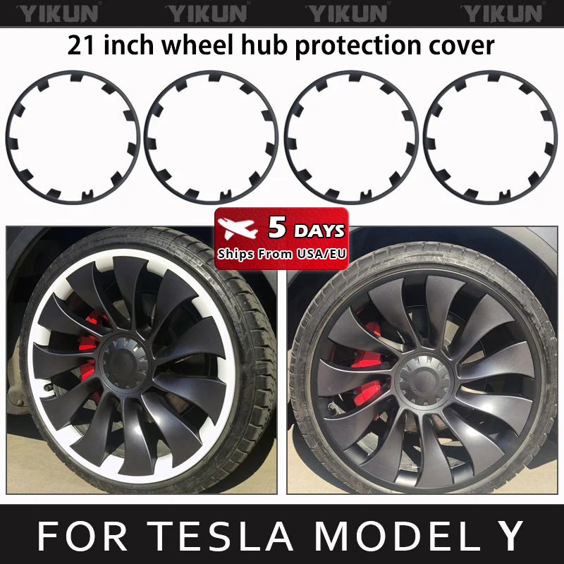 Voor Tesla Model Y 21 Inch Wielnaaf Velg Bescherming Patch Protectors Wiel Guard Covers Accessoires ABS Auto Exterieur 2018-2024