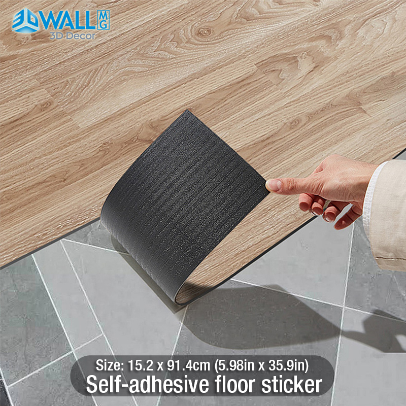 91X15Cm 3D Sself-Adhesive Sticker Thicken Wood Grain Floor Wallpaper 3d Wall Sticker Waterproof Room Wear-Proof Sticke