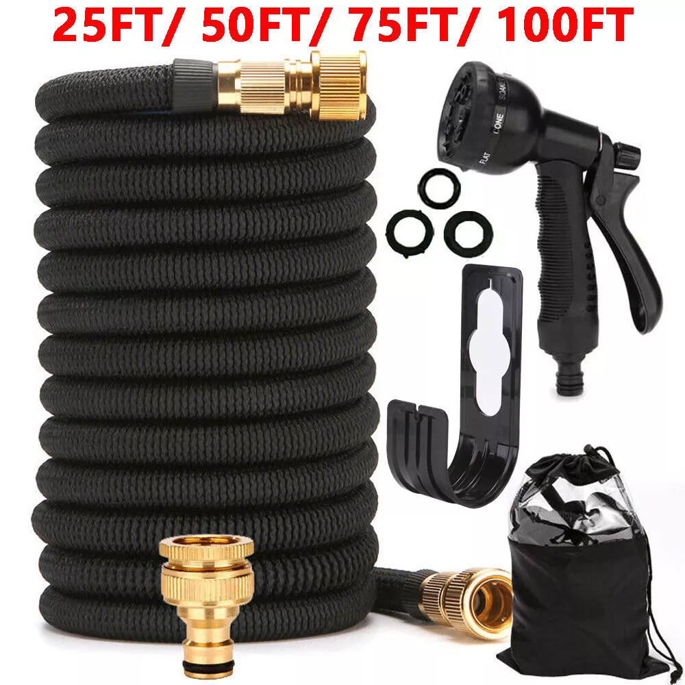 25-100FT Flexible Expandable Garden Water Hose Pipe 8 Modes Car Wash With Spray Nozzle Gun for Garden Irrigation