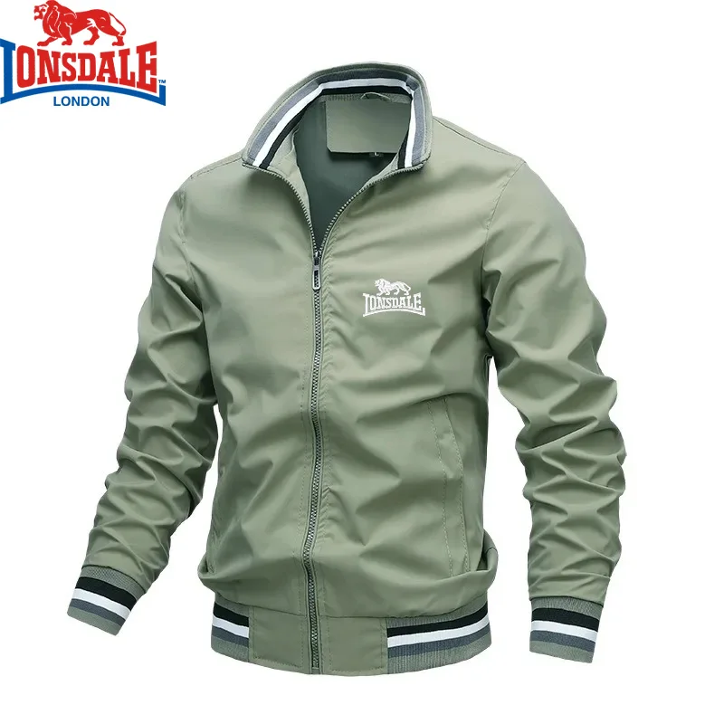 Chaqueta bordada de otoño e invierno con cuello levantado para hombre, chaqueta informal con cremallera, abrigo para deportes al aire libre, chaqueta cortavientos para hombre impermeable