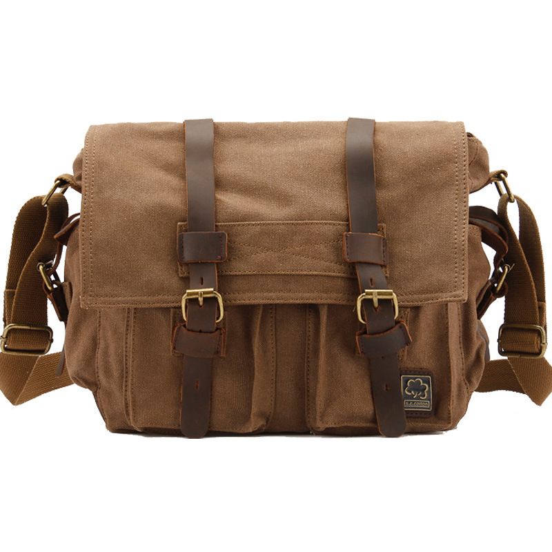 Heren Dames Casual Vintage Canvas Leer Katoenen Rugzak Bergbeklimmen Messenger Bag Schoolschoudertas
