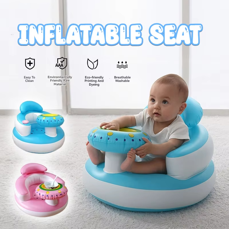 Assento inflável para bebês, sofá de apoio para as costas infantil, cadeira para criança, sentado, bomba de ar embutida, 3-36 meses