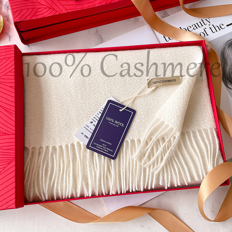 100 % Kaschmir Winter Design Pashmina Wollschal für Frauen Warme dicke Tücher und Wraps Weiblicher Bufanda Echarpe Quastenschalldämpfer