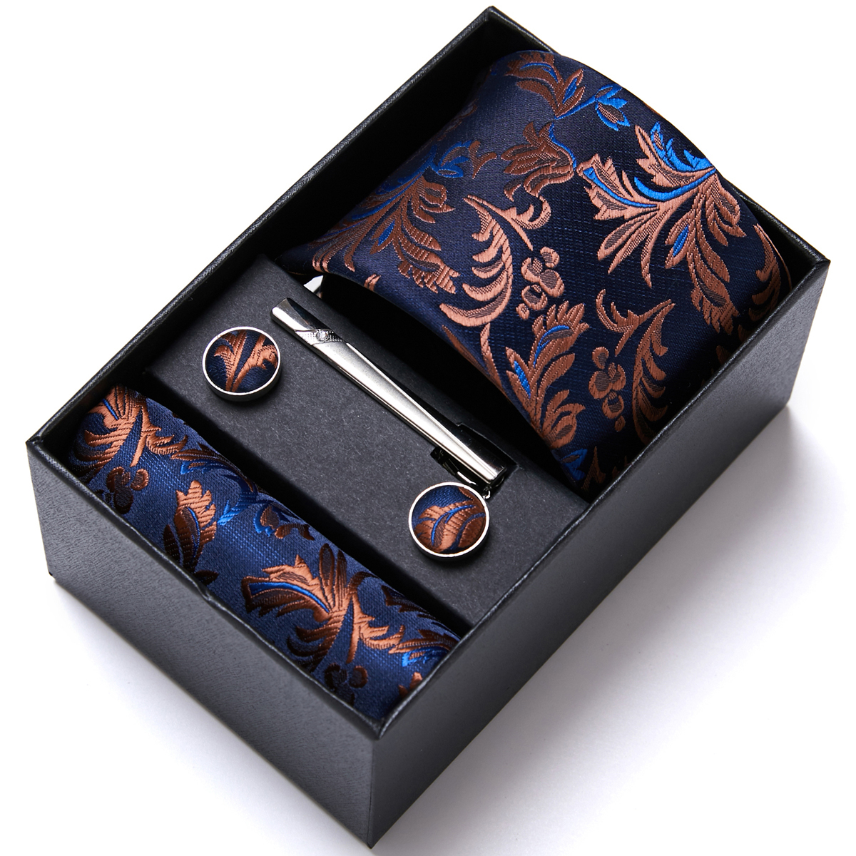 Conjunto de pañuelos de bolsillo para corbata de marca de moda Jacquard para hombre, corbata, pañuelo, gemelos, caja de regalo para boda, vacaciones, lugar de trabajo