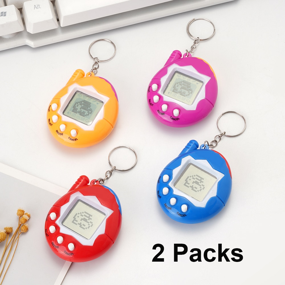 เครื่องฝึกสัตว์เลี้ยงขนาดเล็ก2แพ็คสีสุ่มสำหรับเด็กเกมฝึกสัตว์เลี้ยงเสมือนมือถือ