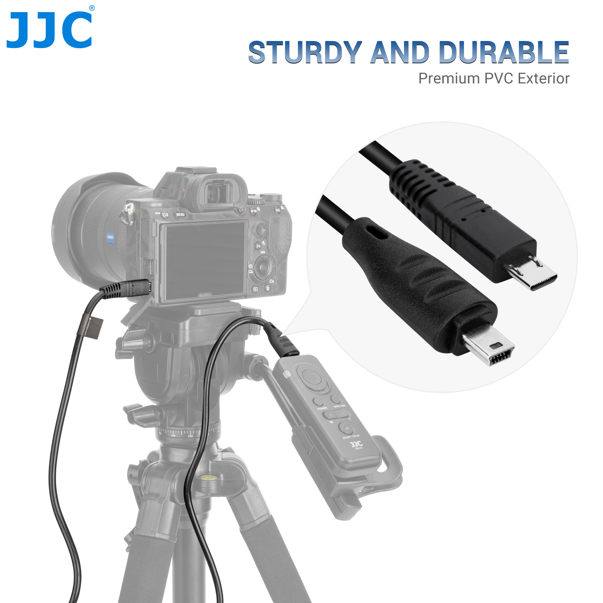 Câble de connexion pour télécommande d'appareil photo JJC compatible avec les appareils photo/caméscopes Sony avec un connecteur multi-terminaux compatible avec la télécommande JJC