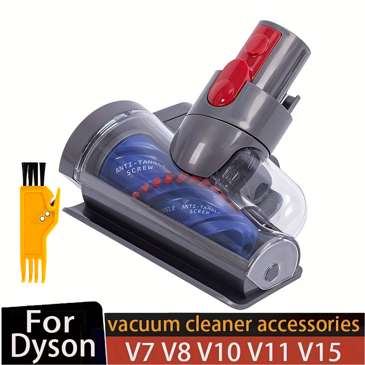 1pc Mini Motorized Brush Head for Dyson V7 V8 V10 V11 V15 Cleaner, Quick-Release Upholstery Tool, Durable Plastic & Polyester