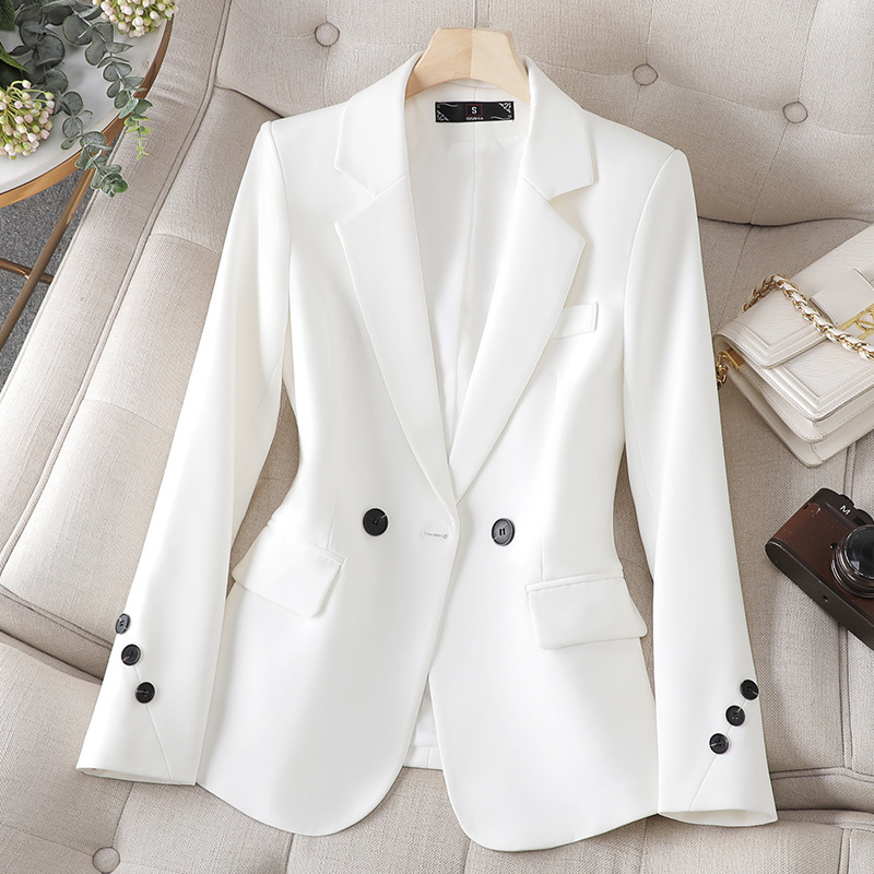 Novos blazers femininos coreano primavera outono fino negócios blazer senhoras casacos escritório blazer casaco casual branco preto ternos de manga longa