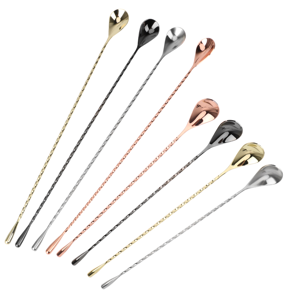 Mischen Cocktail Löffel 30/40 cm Bar Teadrop Löffel Rühren Löffel Spirale Muster Edelstahl Barkeeper Werkzeuge Bar werkzeug