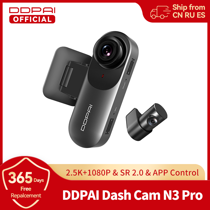 DDPAI cámara de salpicadero Mola N3 Pro cámara de coche grabadora delantera y trasera de coche 2,5 K DVR cámara de salpicadero grabadora GPS 24H Monitor de estacionamiento
