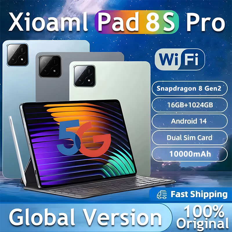 Tablette Pad 8S Pro, Android 14, Snapdragon 8, Gen2, 16 Go + 1 To, GPS, WiFi 5G, Touriste, EpiHD, Version globale, Nouveau, Livraison gratuite