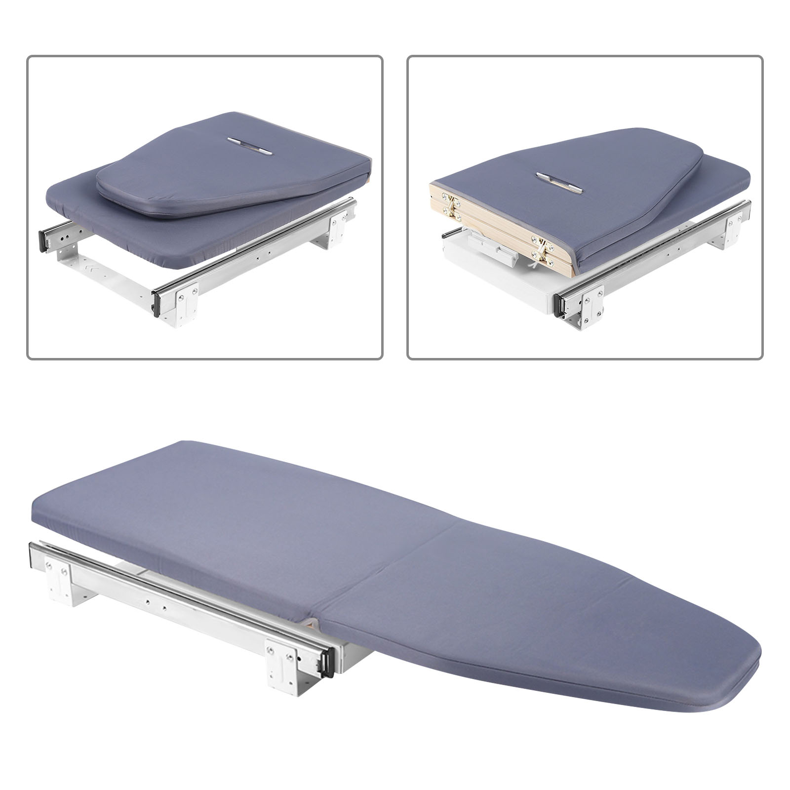 Tabla de Planchar Plegable, Retráctil, para Montar en Gabinete, con Marco Metálico Resistente, 80x29.5cm / 31.5x11.6in (Gris)