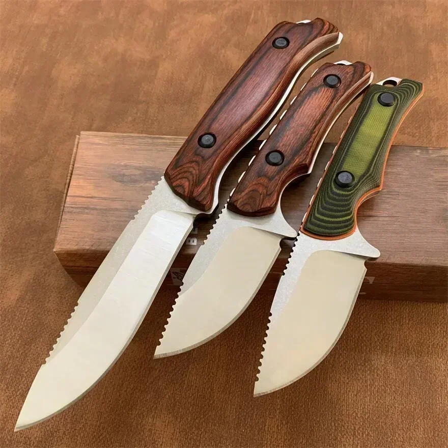 Pisau Berburu Wilderness BM 15002/15017 dengan Bilah CPM-S30V, Gagang Kayu/G10, Pisau Outdoor, Alat EDC Saku