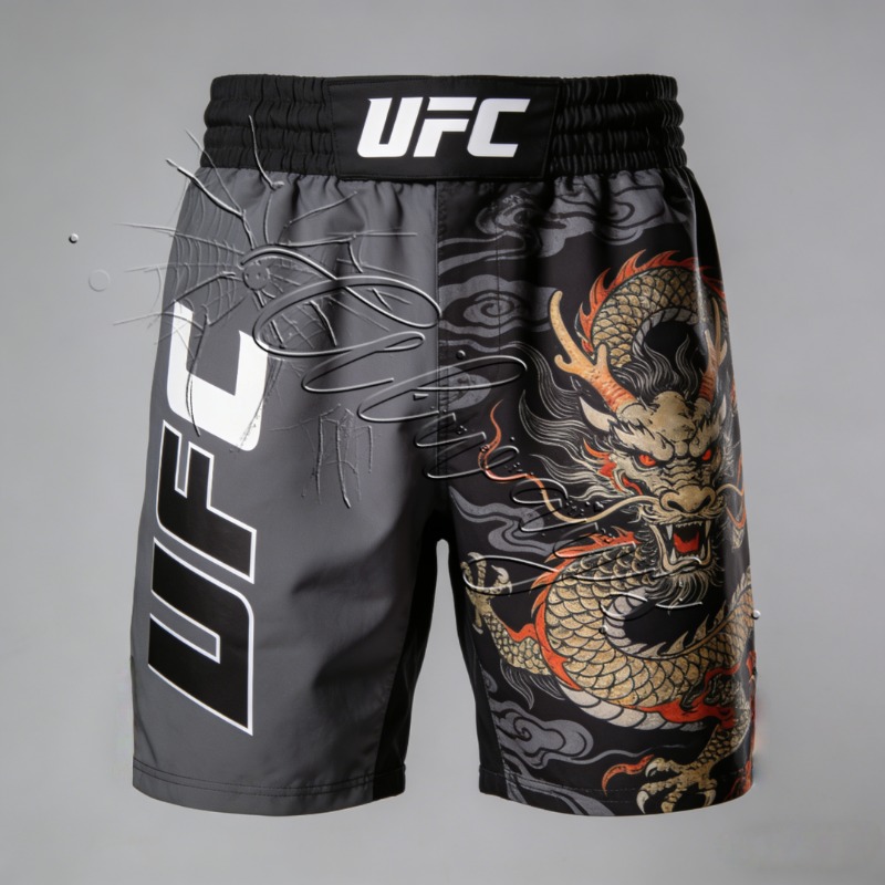 2026 Nuovo UFC MMA Combattimento per uomo e donna Sanda Muay Thai Pantaloncini da allenamento ad asciugatura rapida Pantaloncini fitness MMA modello drago retrò