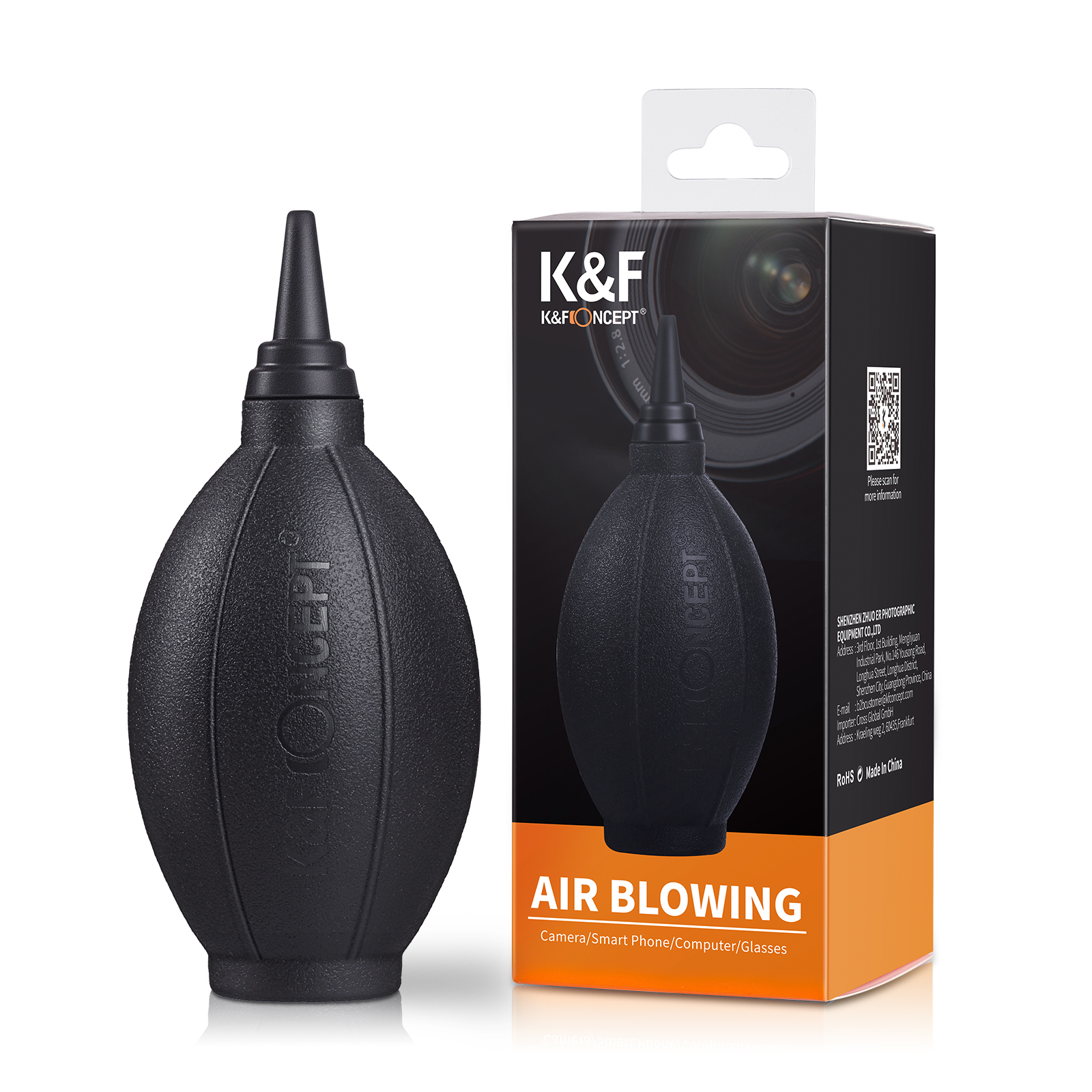 K&F CONCEPT Soplador de aire para cámara Limpieza de cámara transparente para lentes y filtros de cámara DLSR Pantalla de sensor LCD