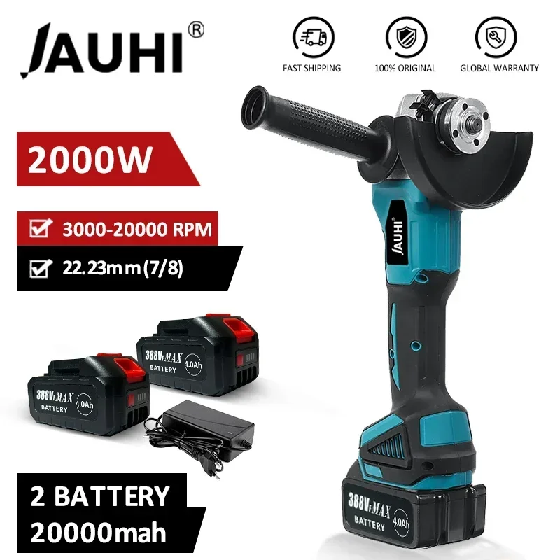 JAUHI 125 мм 4-скоростная бесщеточная электрическая угловая шлифовальная машина, режущий станок, электроинструмент с аккумулятором Makita 18 В для декоративных инструментов