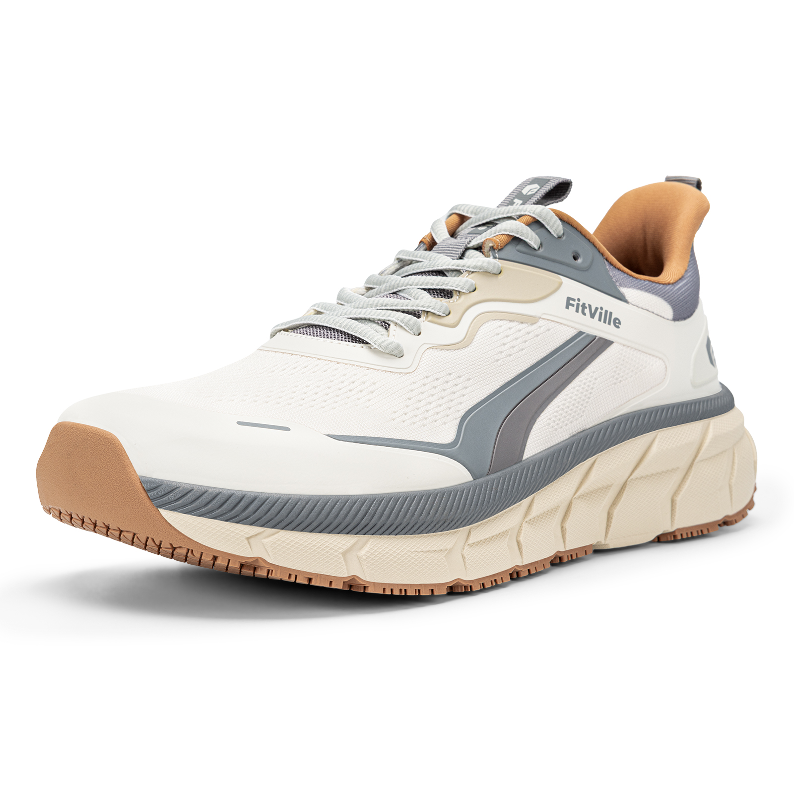 Tênis Masculino FitVille Extra Largo para Corrida, Respirável, Casual, Esportivo, com Amortecimento, Antiderrapante e Suporte de Arco