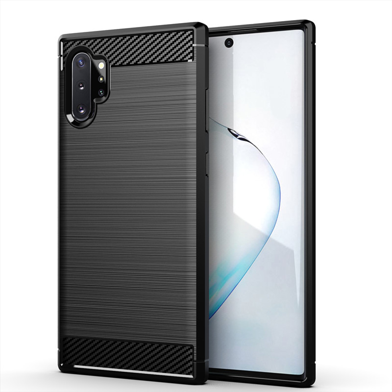 Telefoonhoesje voor Samsung Note 10 Plus Koolstofvezel Schokbestendig hoesje voor Galaxy Note 10 plus Volledige beschermende achterkant Coque Fundas