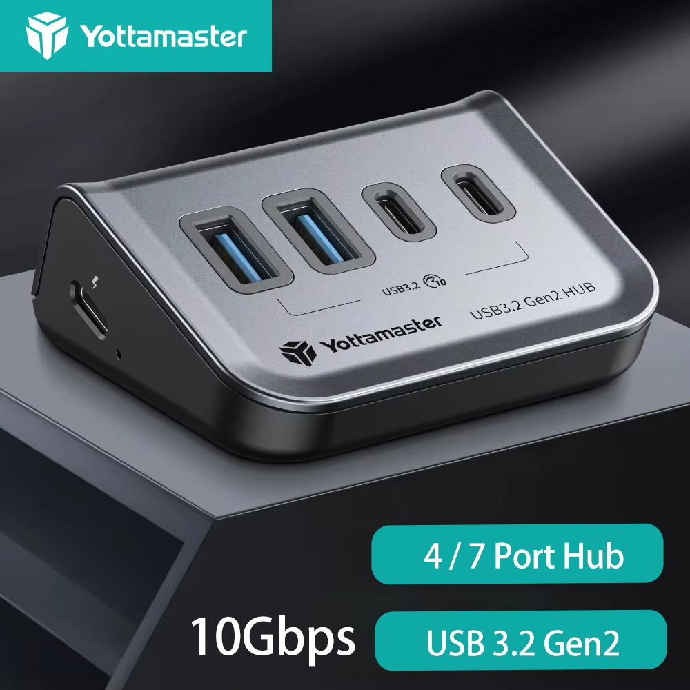 Yottamaster – Hub multiport USB 3.2 10Gbps, Station d'accueil Type C USB A, adaptateur lecteur de carte TF/SD3.0, séparateur PD 60W pour PC portable