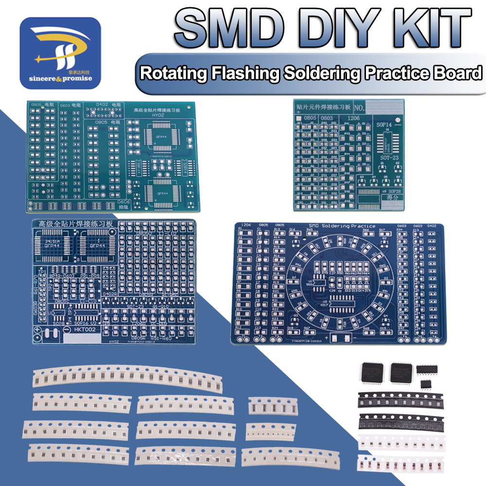 SMD NE555 CD4017 Roterende Knipperende LED Componenten SMT LQFP44 Solderen Praktijk Board Elektronische Circuit Training Suite DIY Kit