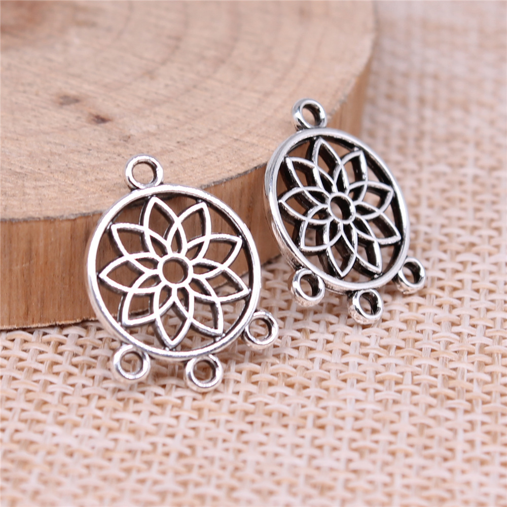 20 buah anting kalung liontin penangkap mimpi Dreamcatcher warna antik Aksesori pembuatan perhiasan 16X11mm